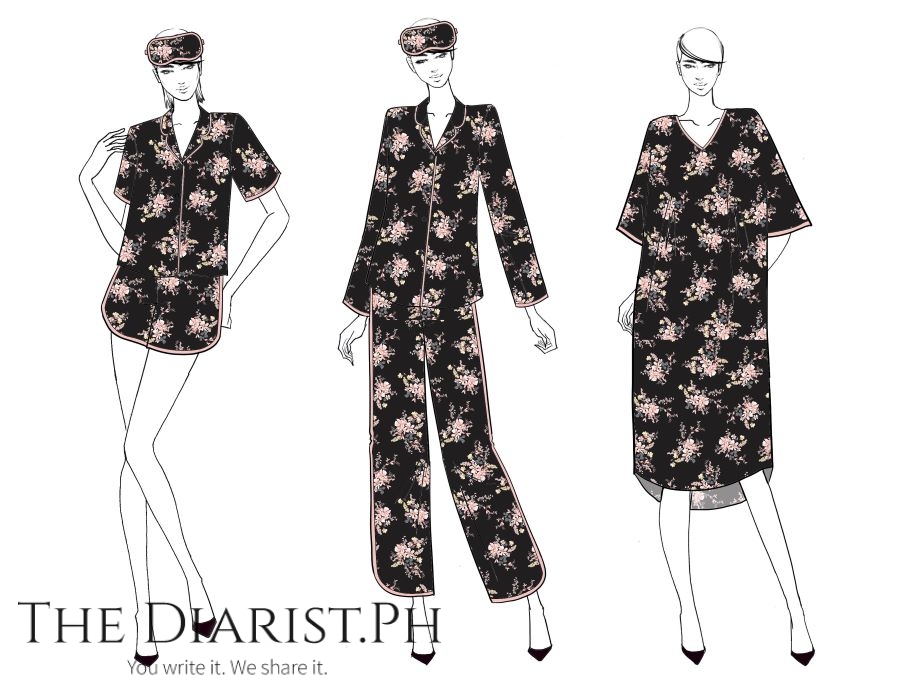 Black floral Collection SM Sleepwear of pajamas, shorts, kaftans is the bestselling line.