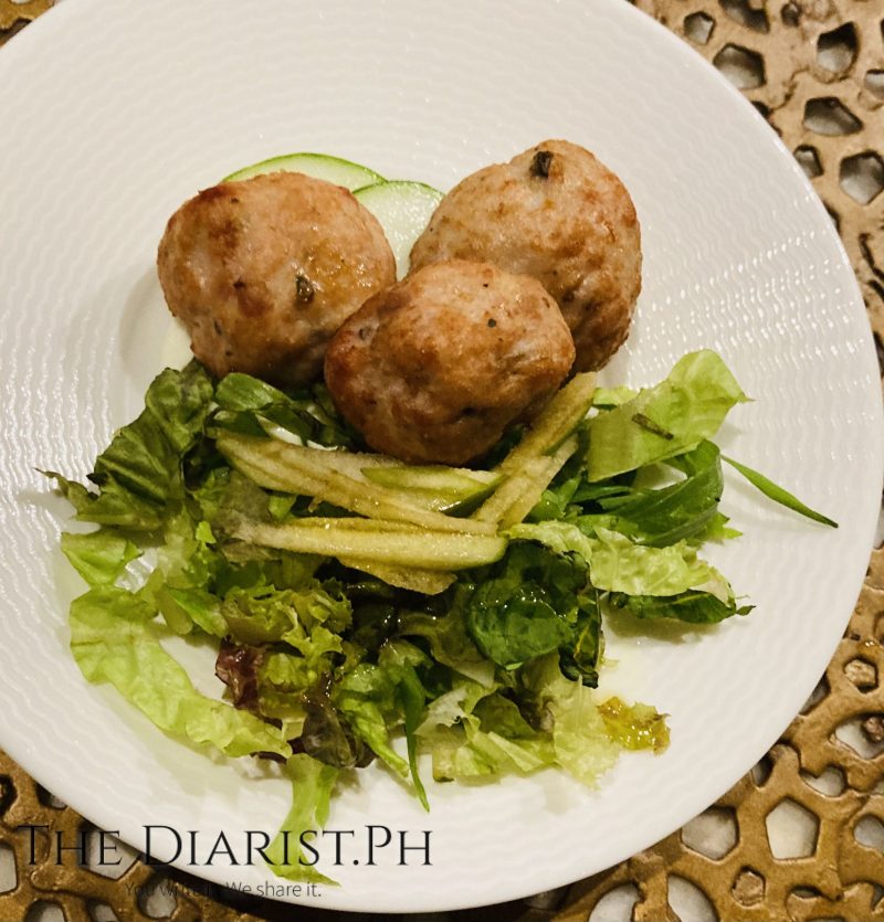 Kotokeftedes and Marouli (Chicken meatball, green apple, cucumber, Greek spring salad)