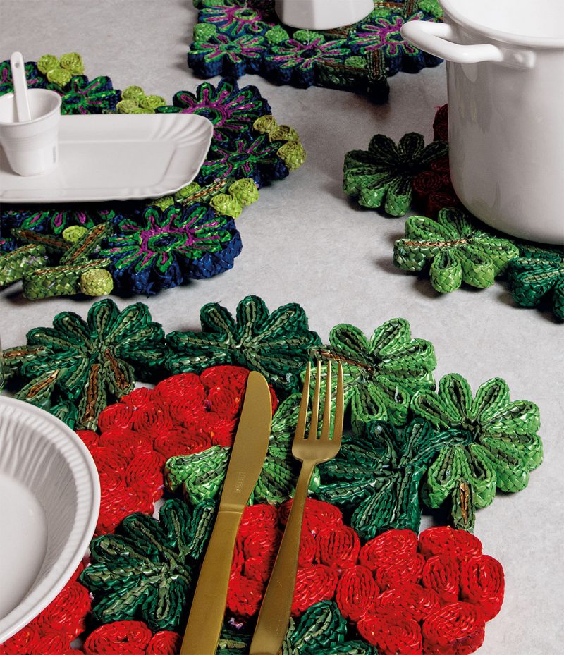 SELETTI Florgraphie Geranio Straw Table Mat